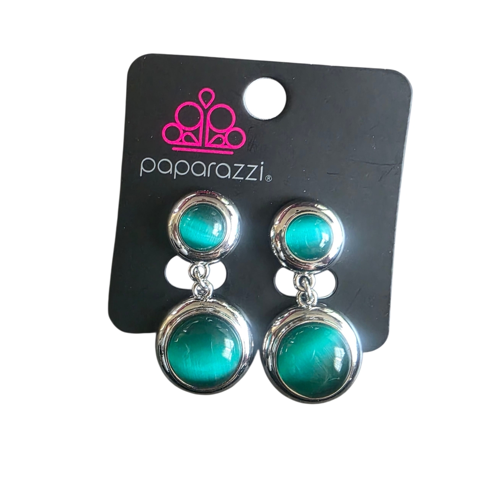 Paparazzi Teal and Silver Drop Earrings